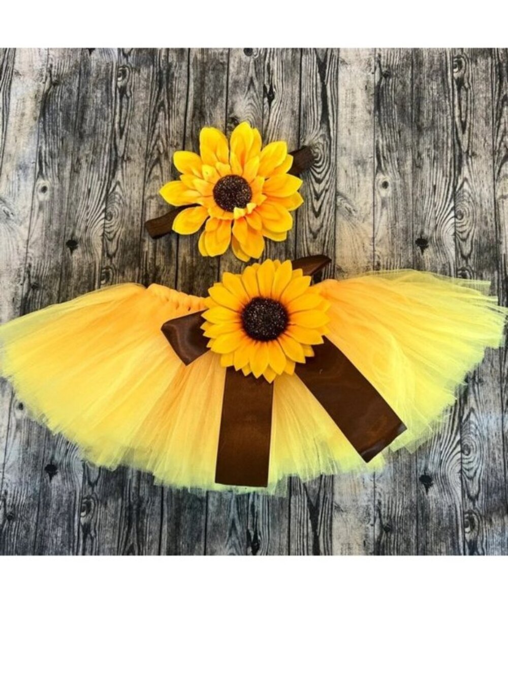 Baby Costume Sunflower Tutu Skirt & Headband Outfit 0-3 month Photography Photo